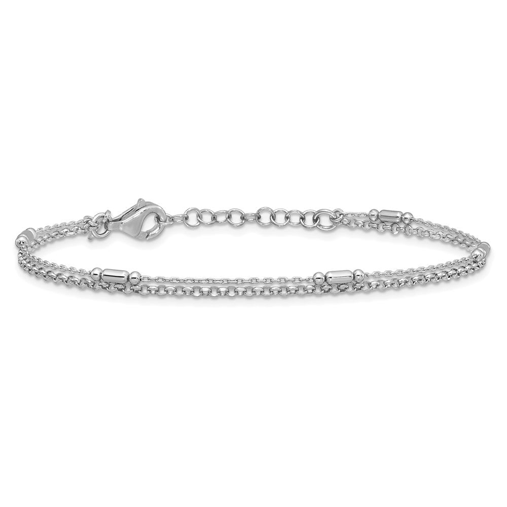 Sterling Silver Rhodium-plated Polished 2-strand 7 inch with 1 inch extender Bracelet QG6947-7