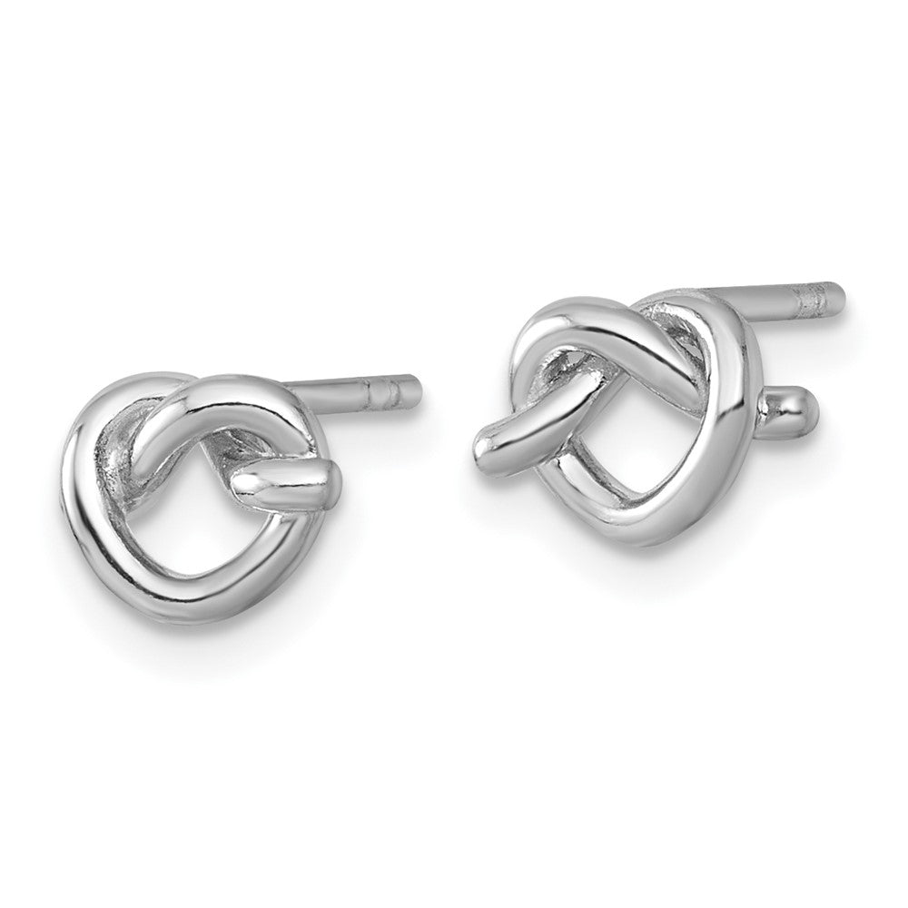 QG7111E Sterling Silver Rhodium-plated Polished Knot Heart Post Earrings