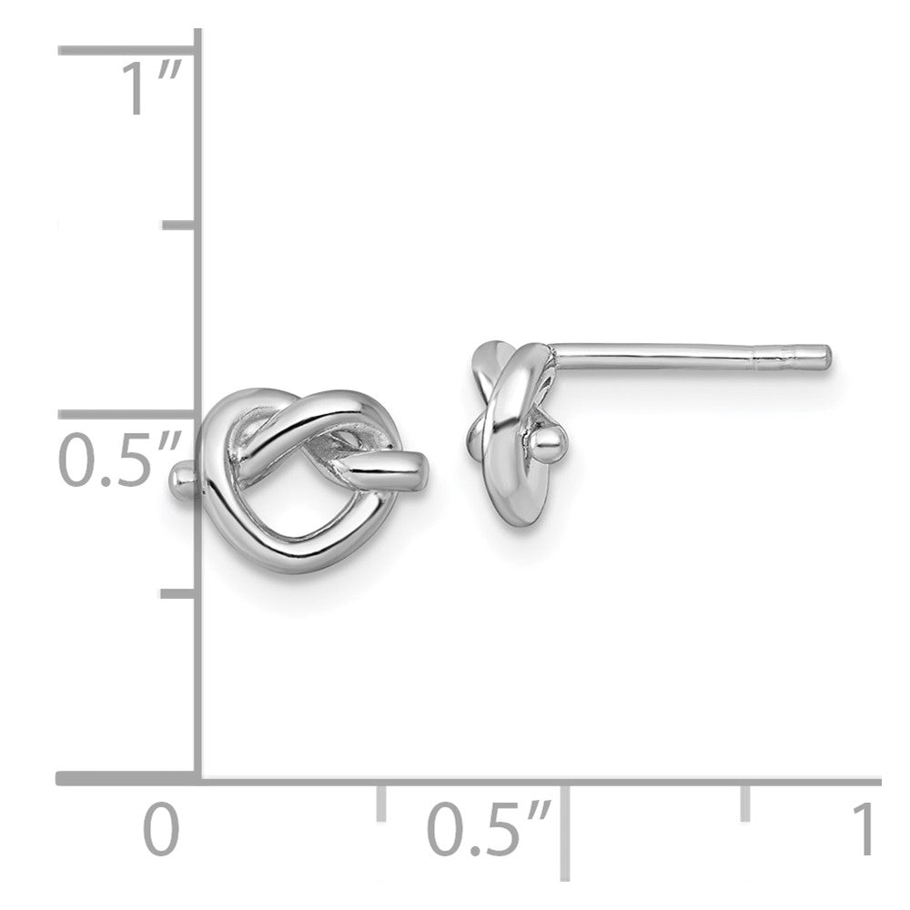 QG7111E Sterling Silver Rhodium-plated Polished Knot Heart Post Earrings