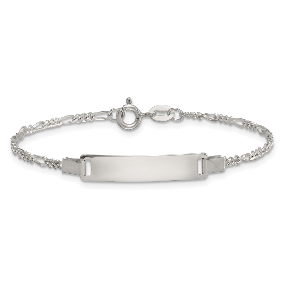 Sterling Silver Polished Figaro Link Childrens 5.5 inch with 1 inch Extension ID Bracelet QG7246-5.5