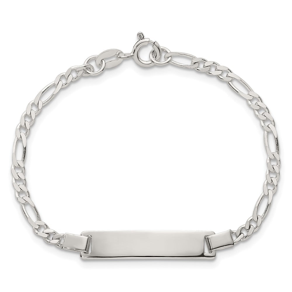 Sterling Silver Polished Figaro Link Childrens 6 Inch ID Bracelet QG7249-6
