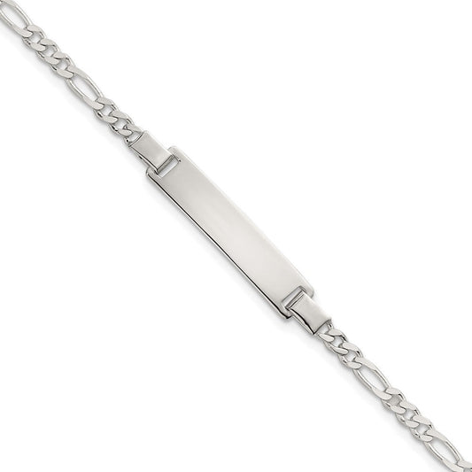 Sterling Silver Polished Figaro Link Childrens 6 Inch ID Bracelet QG7249-6