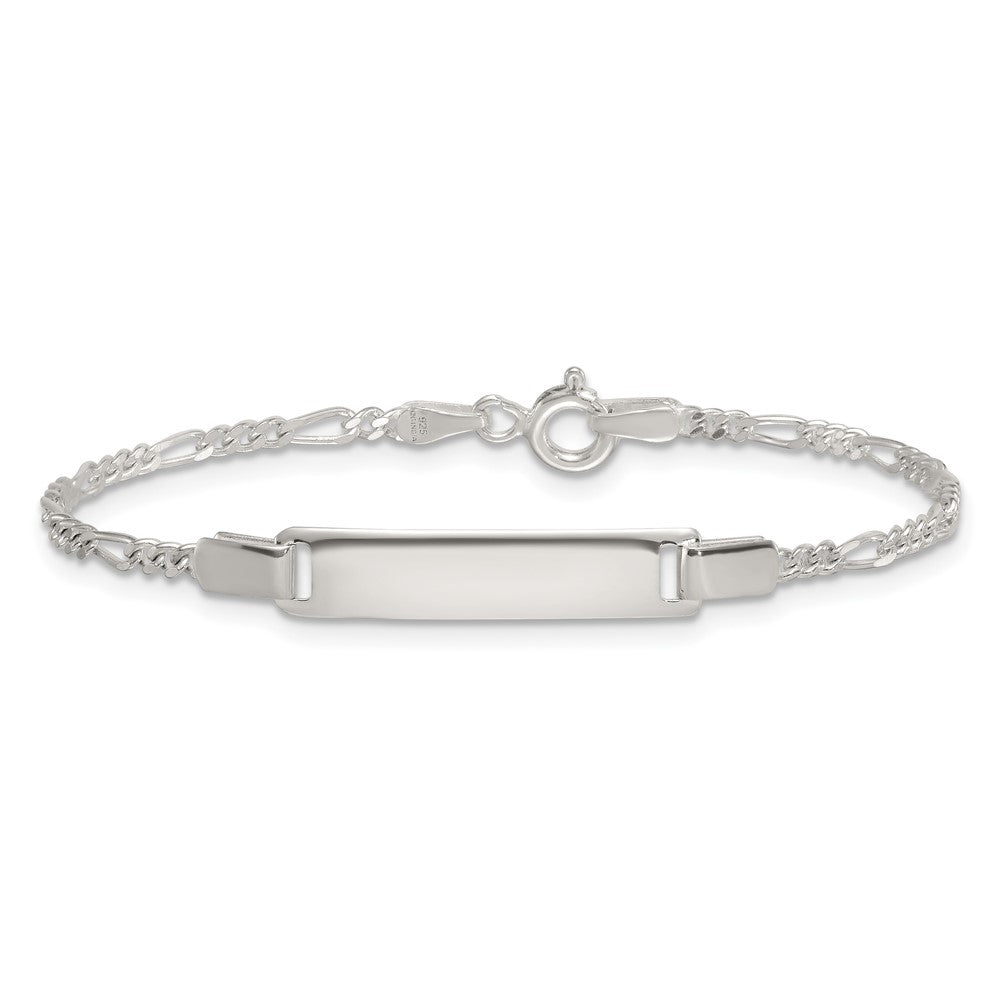 Sterling Silver Polished Figaro Link Childrens 6 Inch ID Bracelet QG7250-6