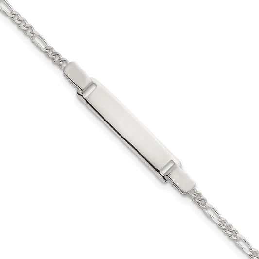 Sterling Silver Polished Figaro Link Childrens 6 Inch ID Bracelet QG7250-6
