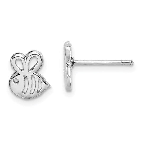 QGK176 Sterling Silver Madi K RH-plated Bumblebee Children's Post Earrings
