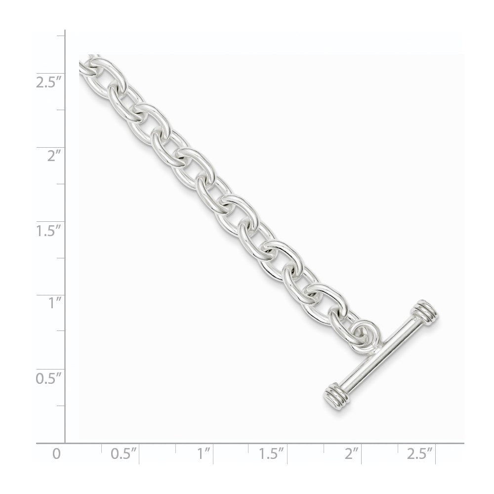 Sterling Silver 7.75inch Polished Fancy Link Toggle Bracelet QH124-7.75
