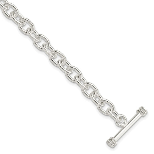 Sterling Silver 7.75inch Polished Fancy Link Toggle Bracelet QH124-7.75