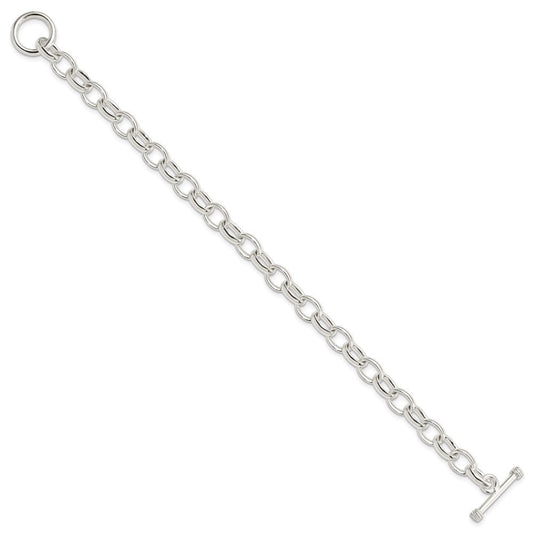 Sterling Silver 7.75inch Polished Fancy Link Toggle Bracelet QH130-7.75