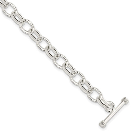 Sterling Silver 7.75inch Polished Fancy Link Toggle Bracelet QH130-7.75