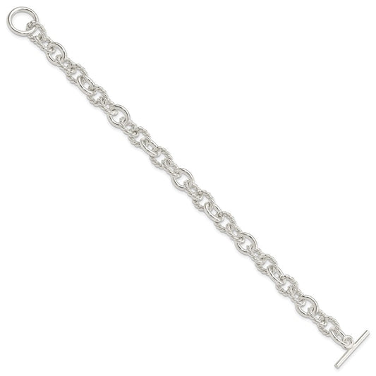Sterling Silver 7.75inch Polished Fancy Link Toggle Bracelet QH147-7.75