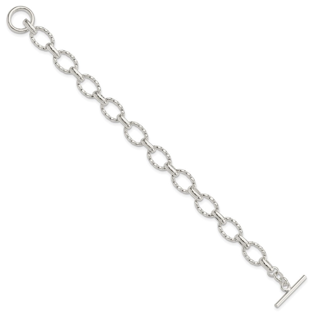 Sterling Silver 7.75inch Polished Fancy Link Toggle Bracelet QH155-8.75