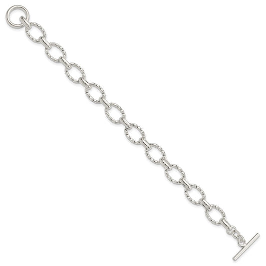 Sterling Silver 8.75inch Polished Fancy Link Toggle Bracelet QH155-8.75