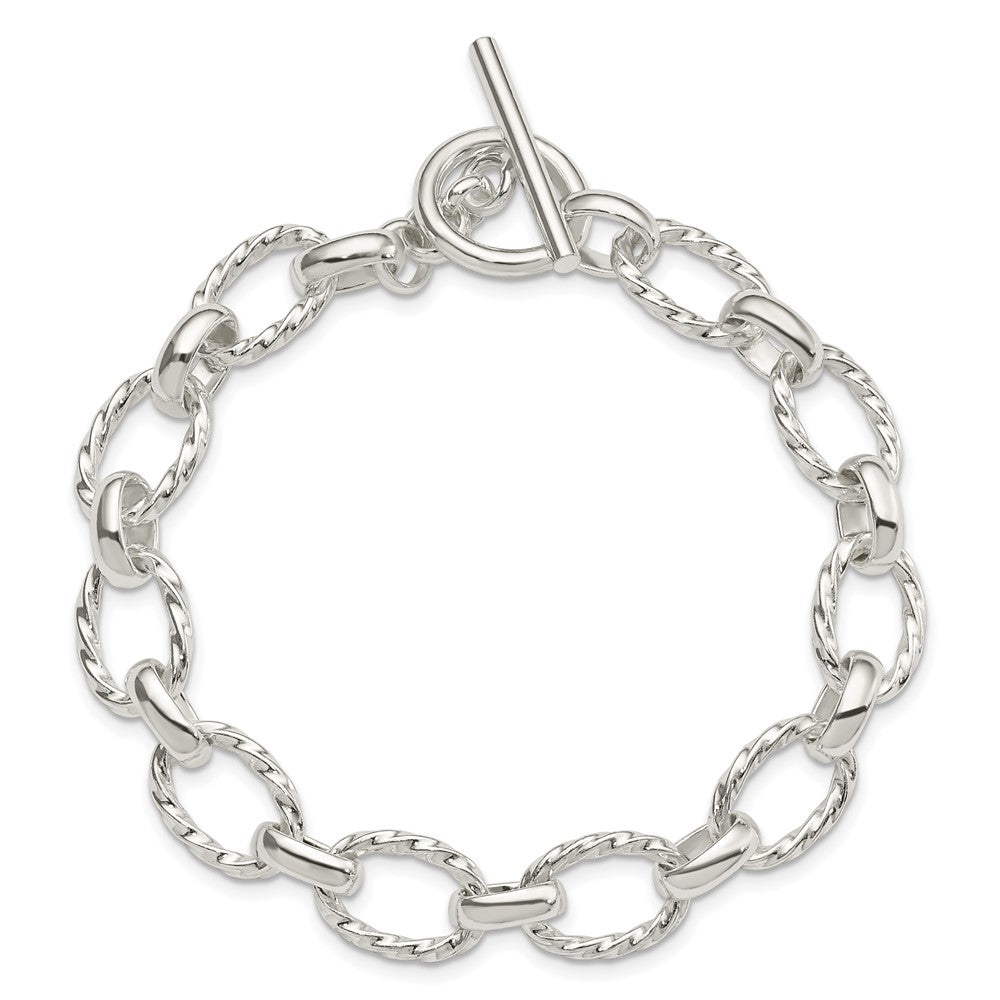 Sterling Silver 8.75inch Polished Fancy Link Toggle Bracelet QH155-8.75