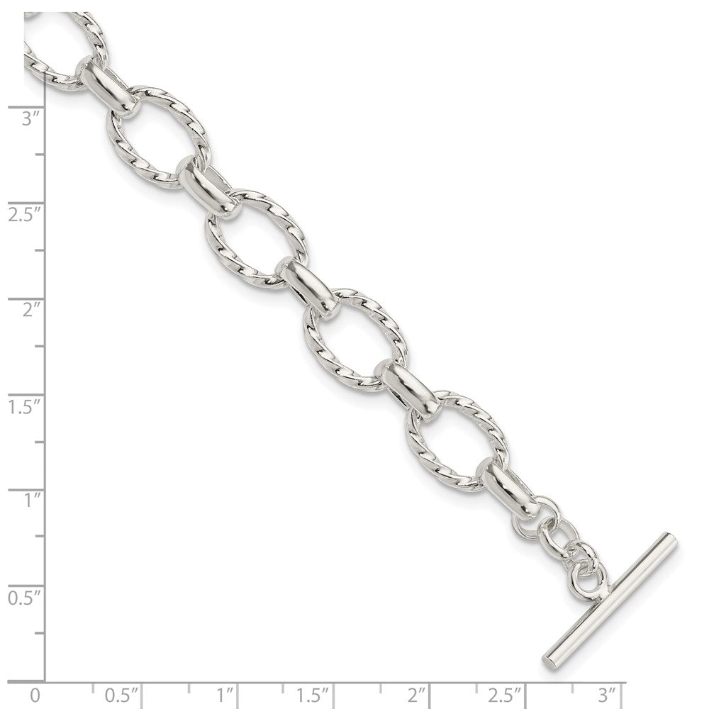 Sterling Silver 7.75inch Polished Fancy Link Toggle Bracelet QH155-8.75