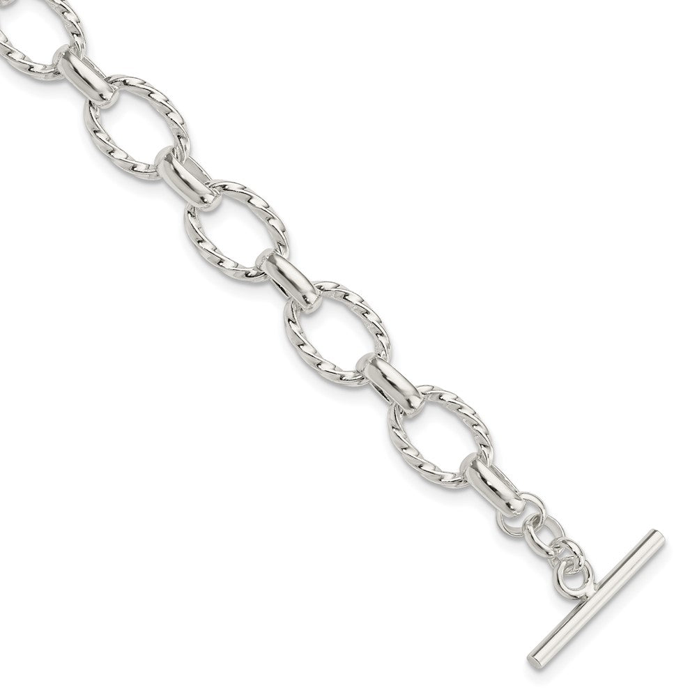 Sterling Silver 8.75inch Polished Fancy Link Toggle Bracelet QH155-8.75