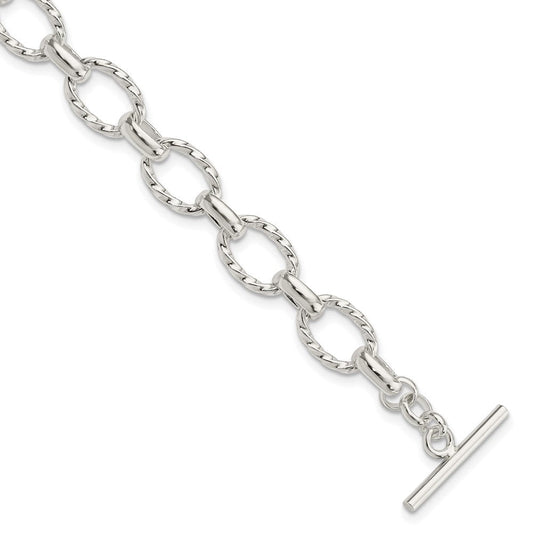 Sterling Silver 8.75inch Polished Fancy Link Toggle Bracelet QH155-8.75