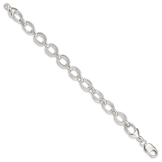 Sterling Silver 7.5inch Fancy Link Bracelet QH174-7.5