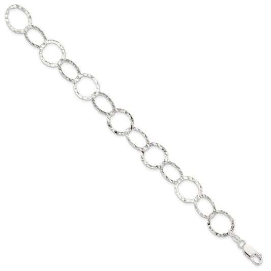 Sterling Silver Fancy Hammered Bracelet QH2427-7.5