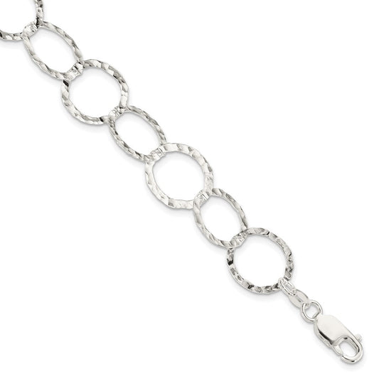 Sterling Silver Fancy Hammered Bracelet QH2427-7.5