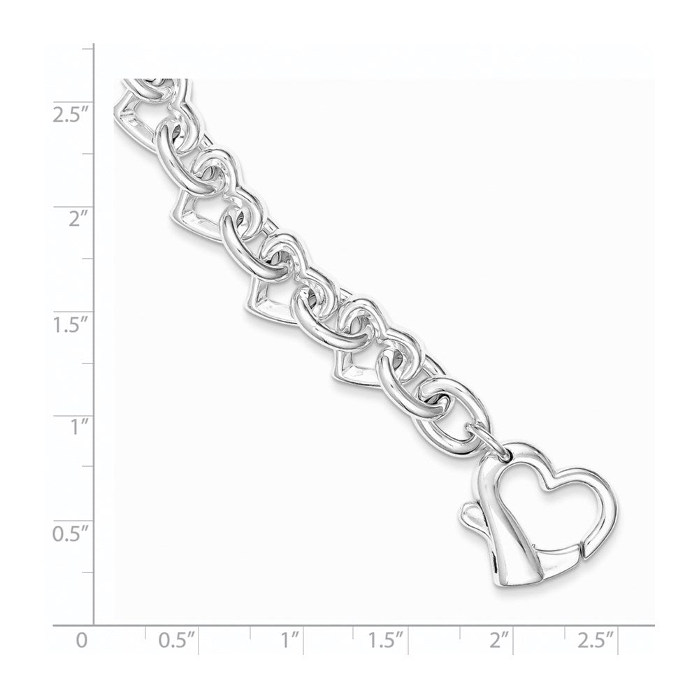 Sterling Silver 7.5inch Polished Fancy Heart Link Bracelet QH287-7.5