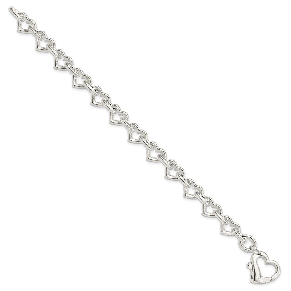 Sterling Silver 7.5inch Polished Fancy Heart Link Bracelet QH287-7.5