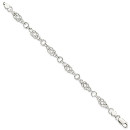 Sterling Silver 7.5inch Polished Fancy Knot-Link Bracelet QH332-7.5