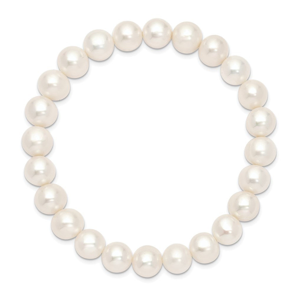 8-9mm White Near-round Freshwater Cultured Pearl Stretch Bracelet QH4595