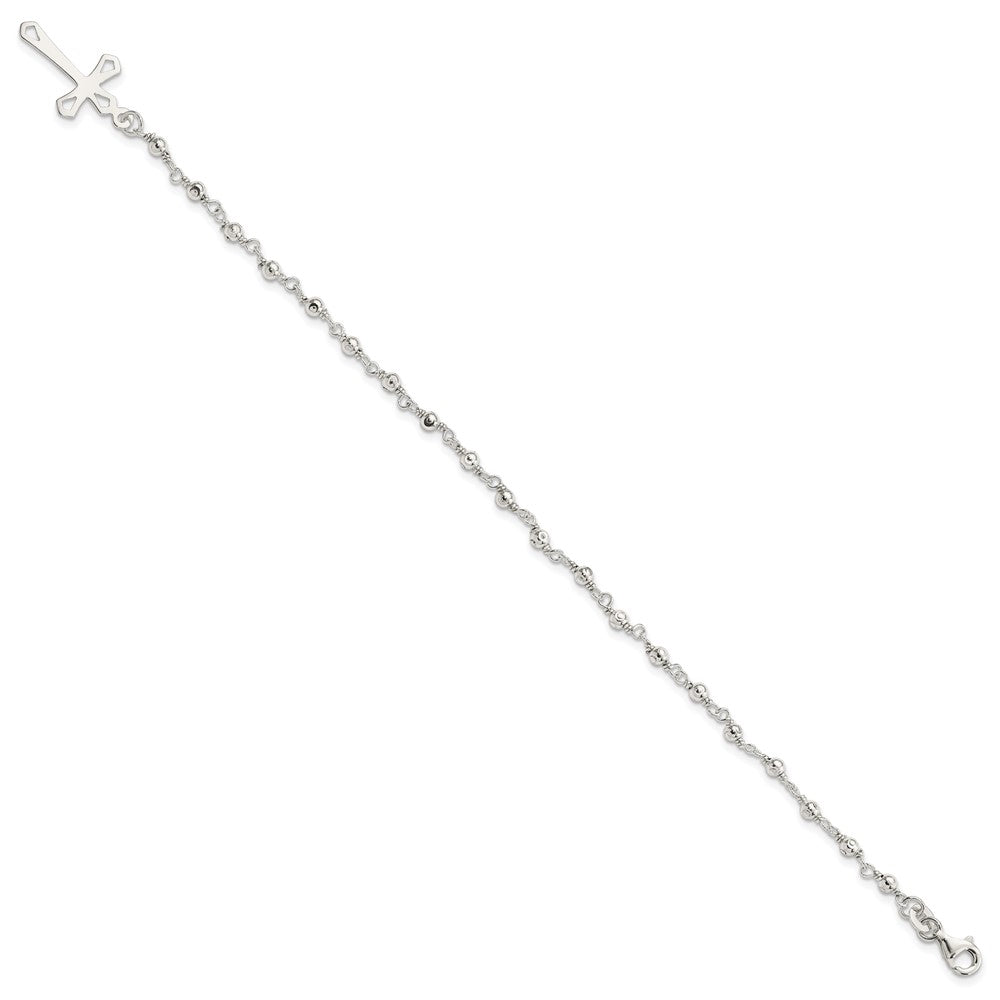 Sterling Silver Polished Bead Rosary 7.5 inch Bracelet QH4697-7.5