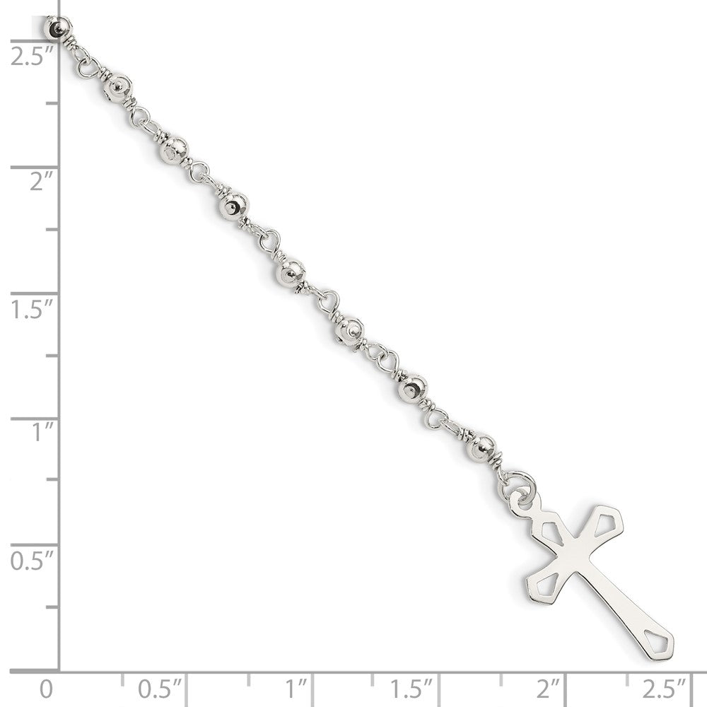 Sterling Silver Polished Bead Rosary 7.5 inch Bracelet QH4697-7.5