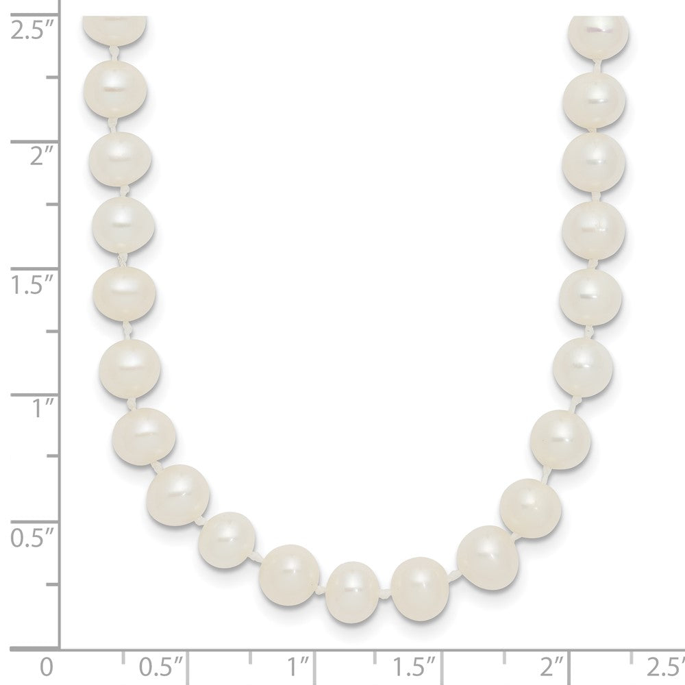 Sterling Silver Rhodium-plated 5-6mm White Near-Round Freshwater Cultured Pearl 28 inch Necklace QH4769