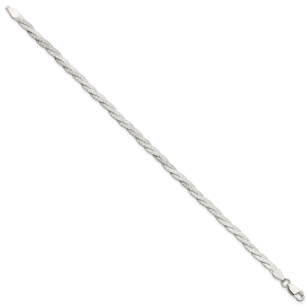 Sterling Silver Fancy Textured Reversible Braided Bracelet QH4926-7.5