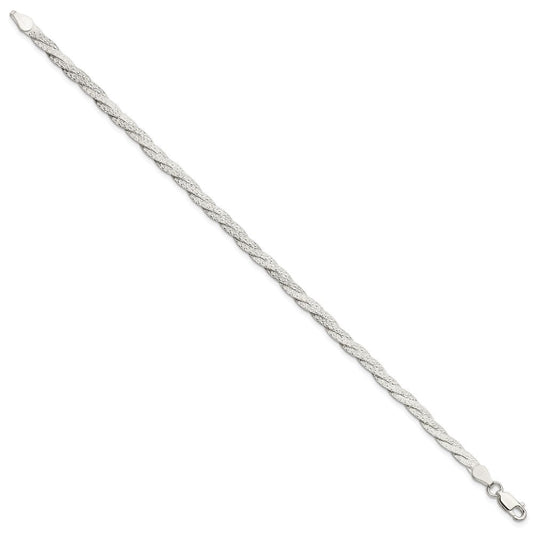 Sterling Silver Fancy Textured Reversible Braided Bracelet QH4926-7.5