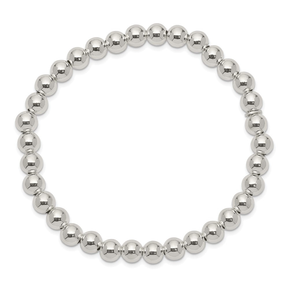 Sterling Silver Polished Bead Stretch Bracelet QH4944