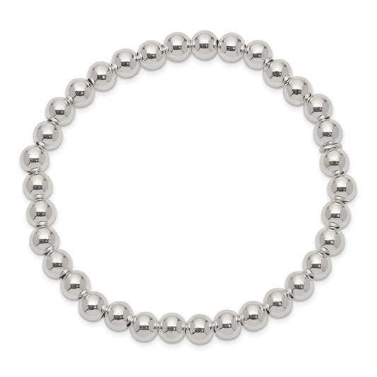 Sterling Silver Polished Bead Stretch Bracelet QH4944