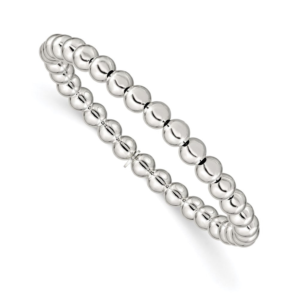 Sterling Silver Polished Bead Stretch Bracelet QH4944