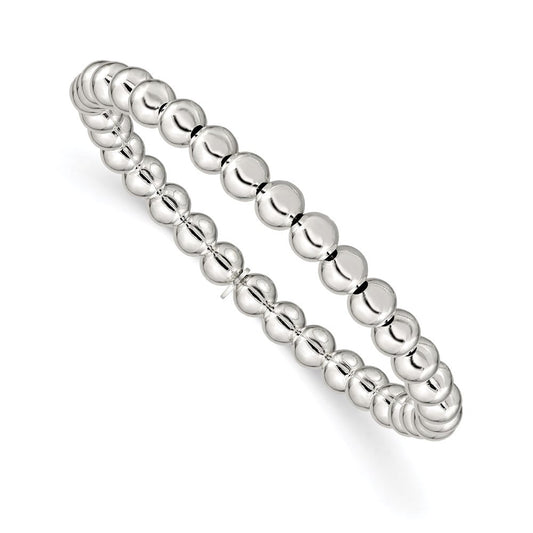 Sterling Silver Polished Bead Stretch Bracelet QH4944
