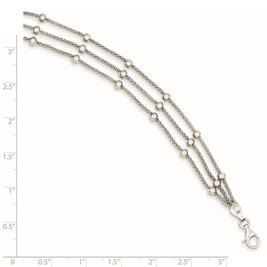 Sterling Silver Polished Beaded 3-strand Bracelet QH4953-7