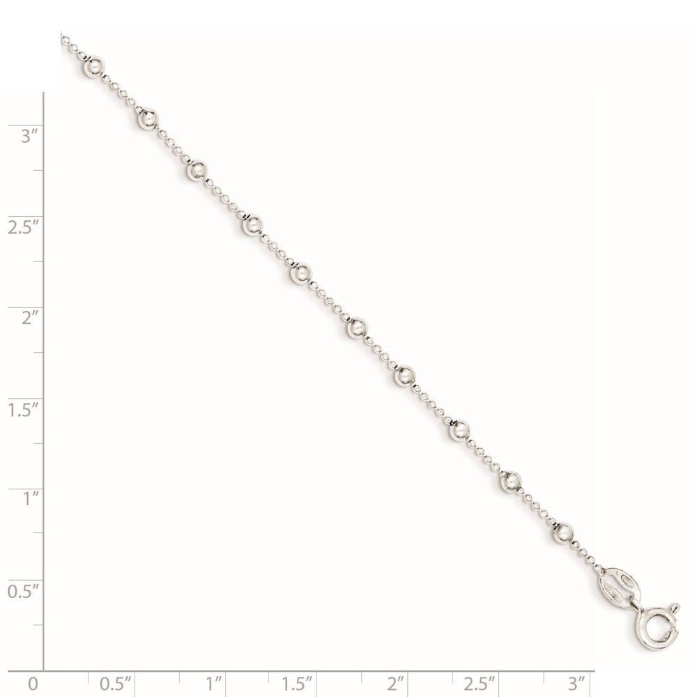 Sterling Silver Polished Beaded 6 Inch with 1 in Ext Bracelet QH4958-7