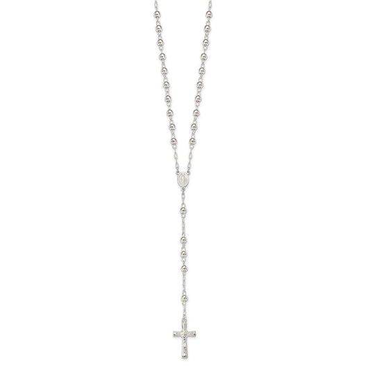 Sterling Silver Polished Rosary 26 inch Necklace QH4988