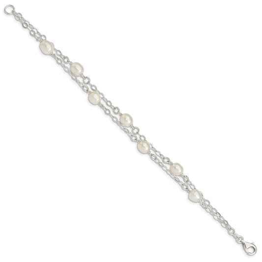 Sterling Silver White FW Cultured Pearl 7.5 inch Bracelet QH5049-7.5