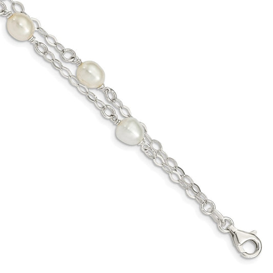 Sterling Silver White FW Cultured Pearl 7.5 inch Bracelet QH5049-7.5