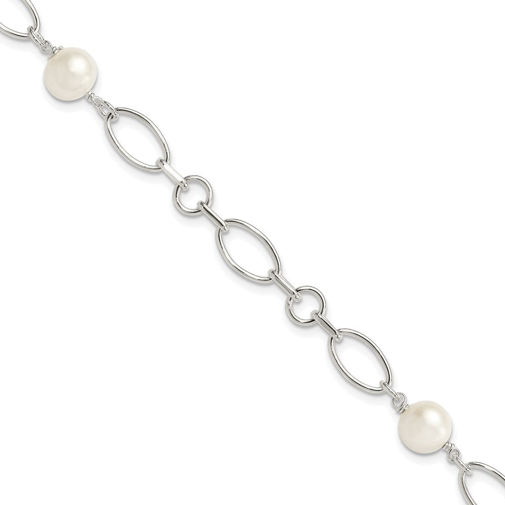 Sterling Silver Polished FW Cultured Pearl Bracelet QH5051-7.5