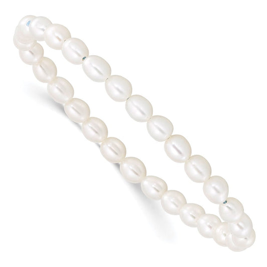 Children's 4-5mm White Rice Freshwater Cultured Pearl Stretch Bracelet QH5278