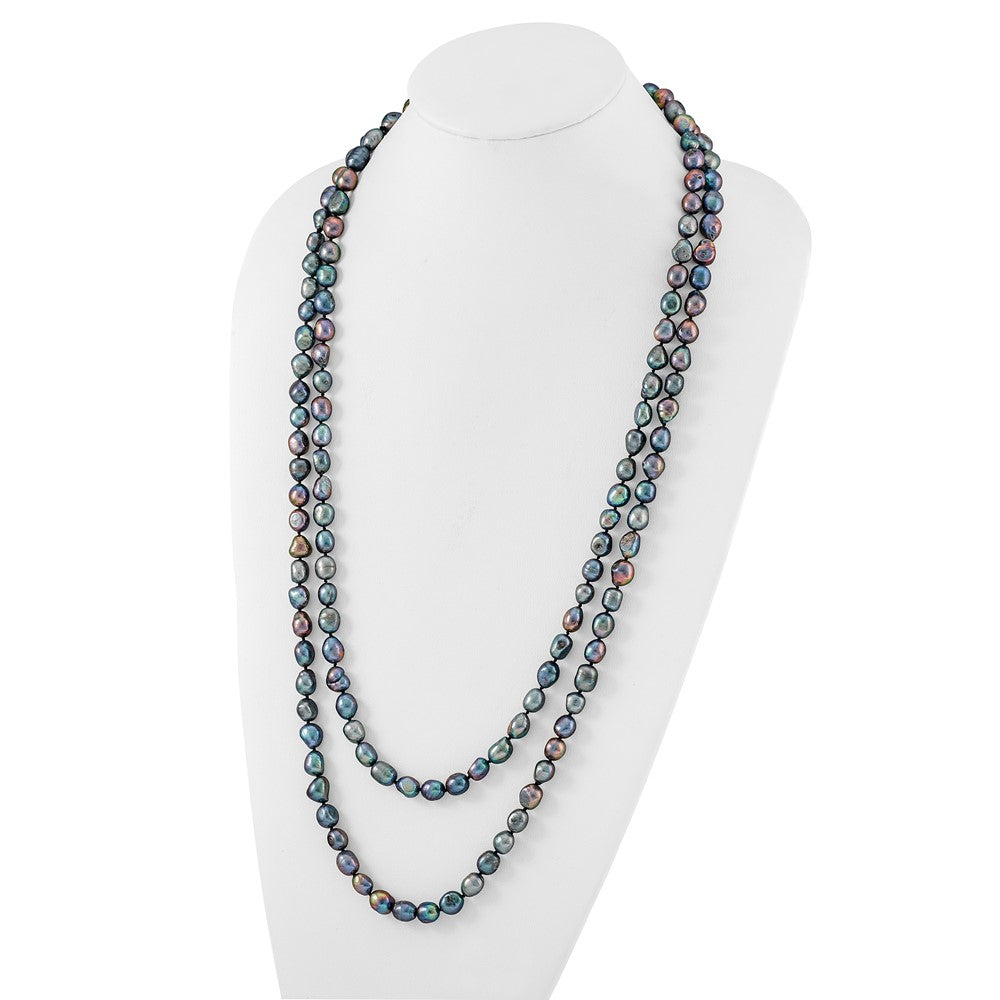 9-10mm Black Baroque Freshwater Cultured Pearl Endless 64 inch Necklace QH5320B