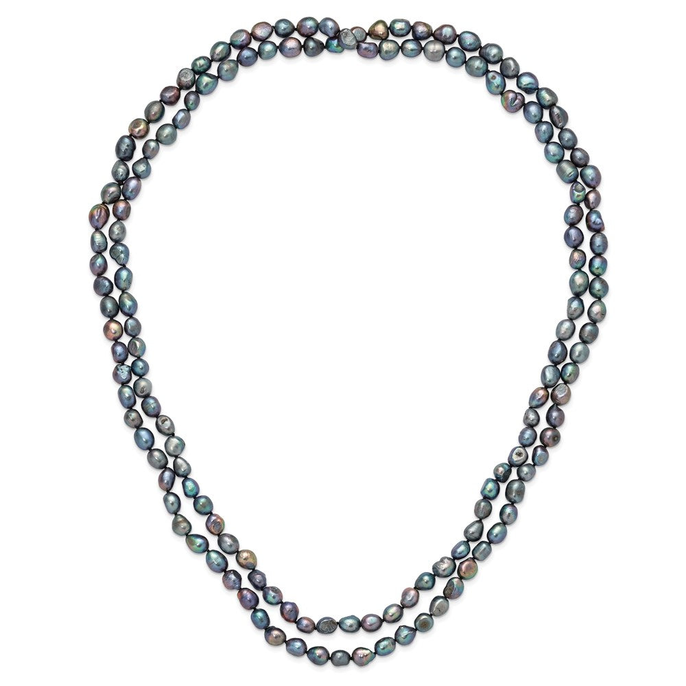 9-10mm Black Baroque Freshwater Cultured Pearl Endless 64 inch Necklace QH5320B