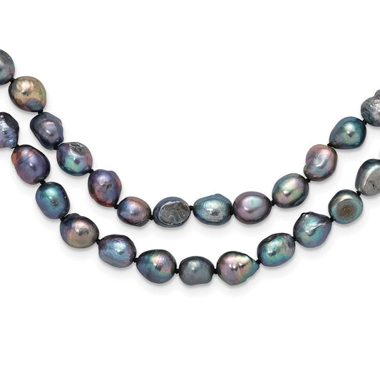 9-10mm Black Baroque Freshwater Cultured Pearl Endless 64 inch Necklace QH5320B