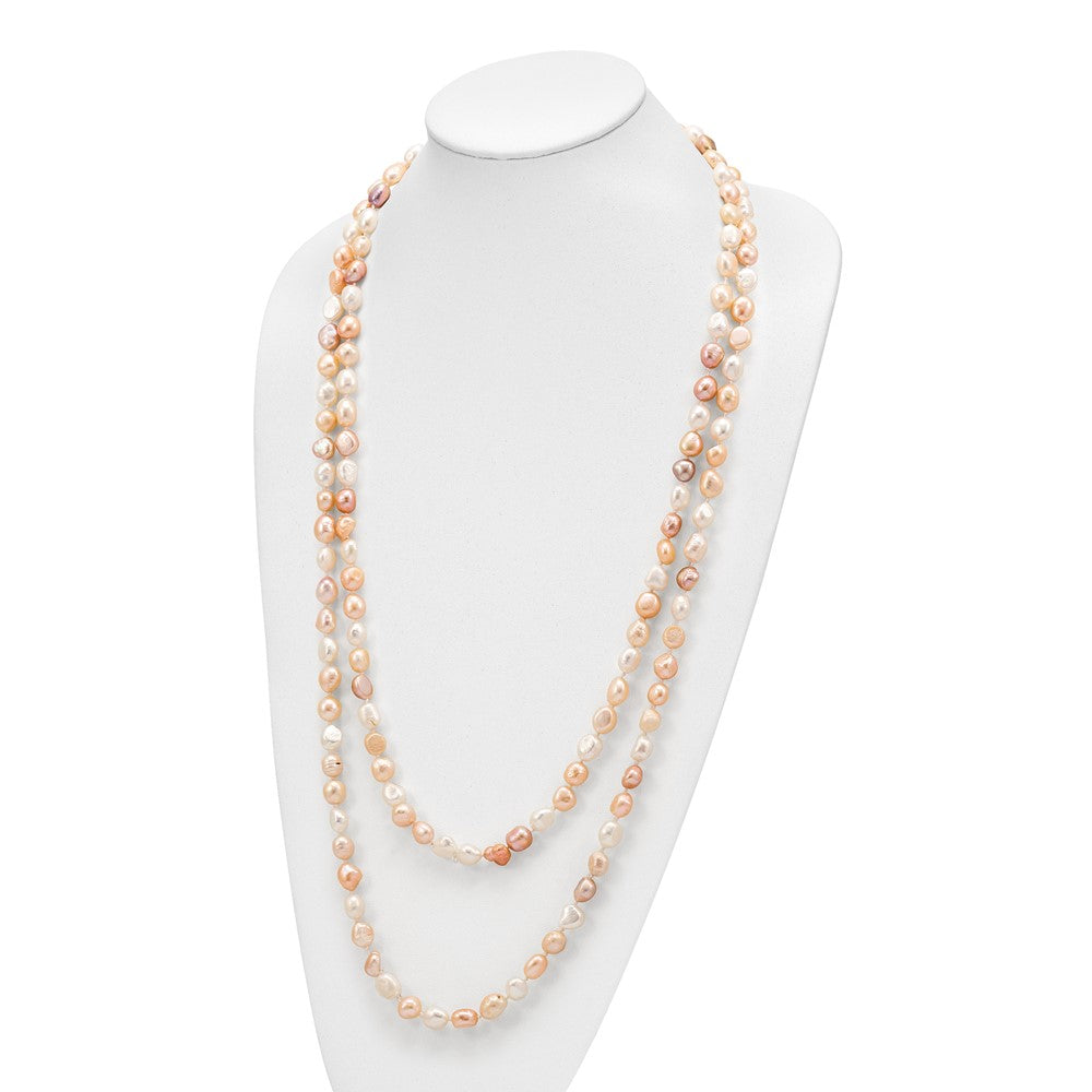 9-11mm White, Pink and Purple Baroque Freshwater Cultured Pearl Endless 64 inch Necklace QH5320WPPU