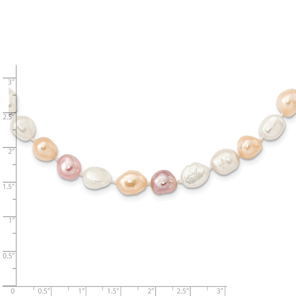 9-11mm White, Pink and Purple Baroque Freshwater Cultured Pearl Endless 64 inch Necklace QH5320WPPU