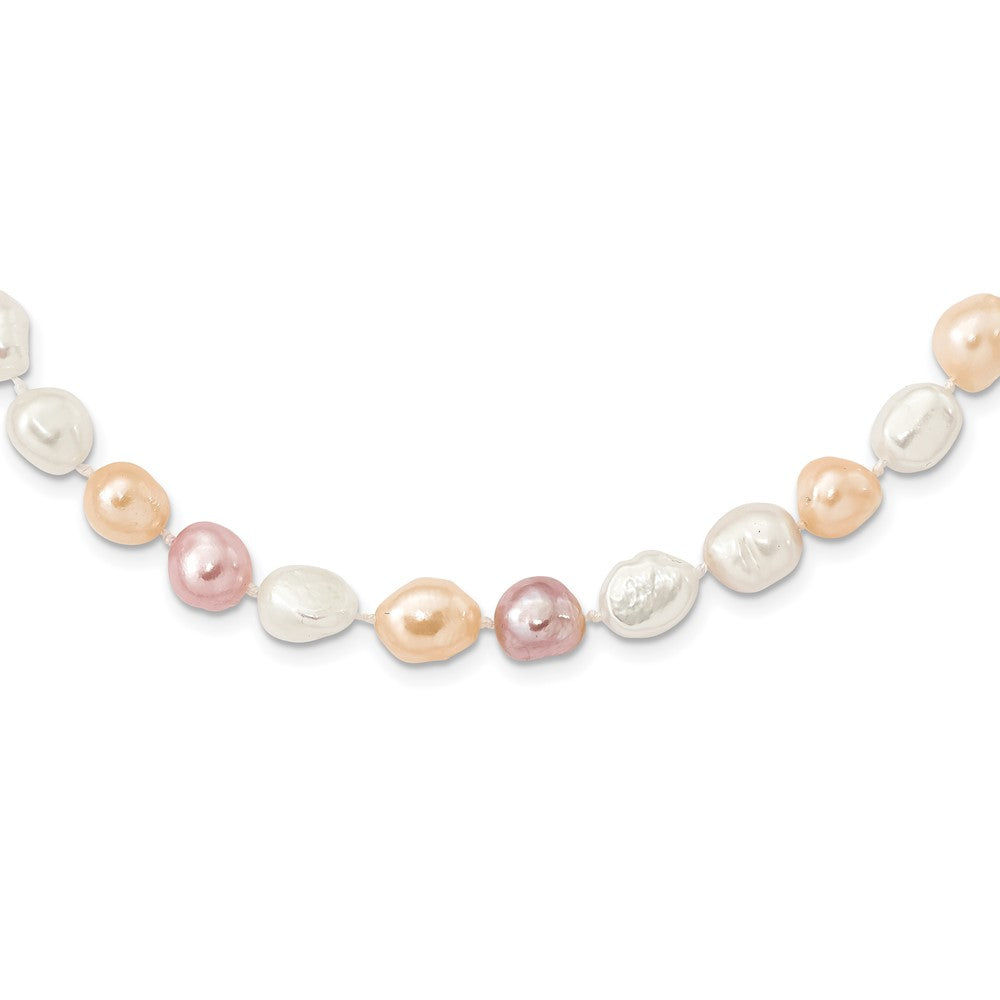 9-11mm White, Pink and Purple Baroque Freshwater Cultured Pearl Endless 64 inch Necklace QH5320WPPU