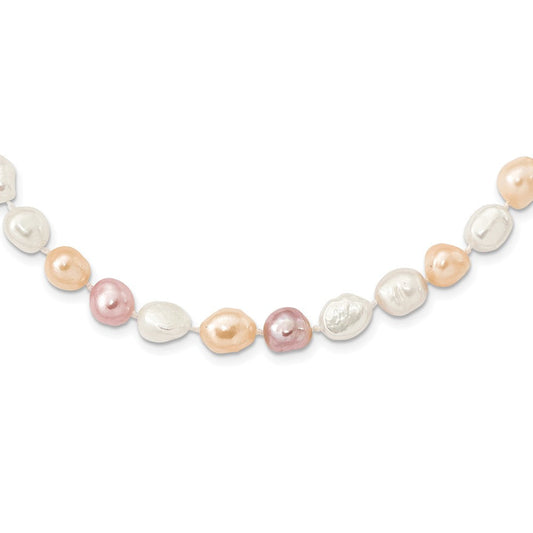9-11mm White, Pink and Purple Baroque Freshwater Cultured Pearl Endless 64 inch Necklace QH5320WPPU